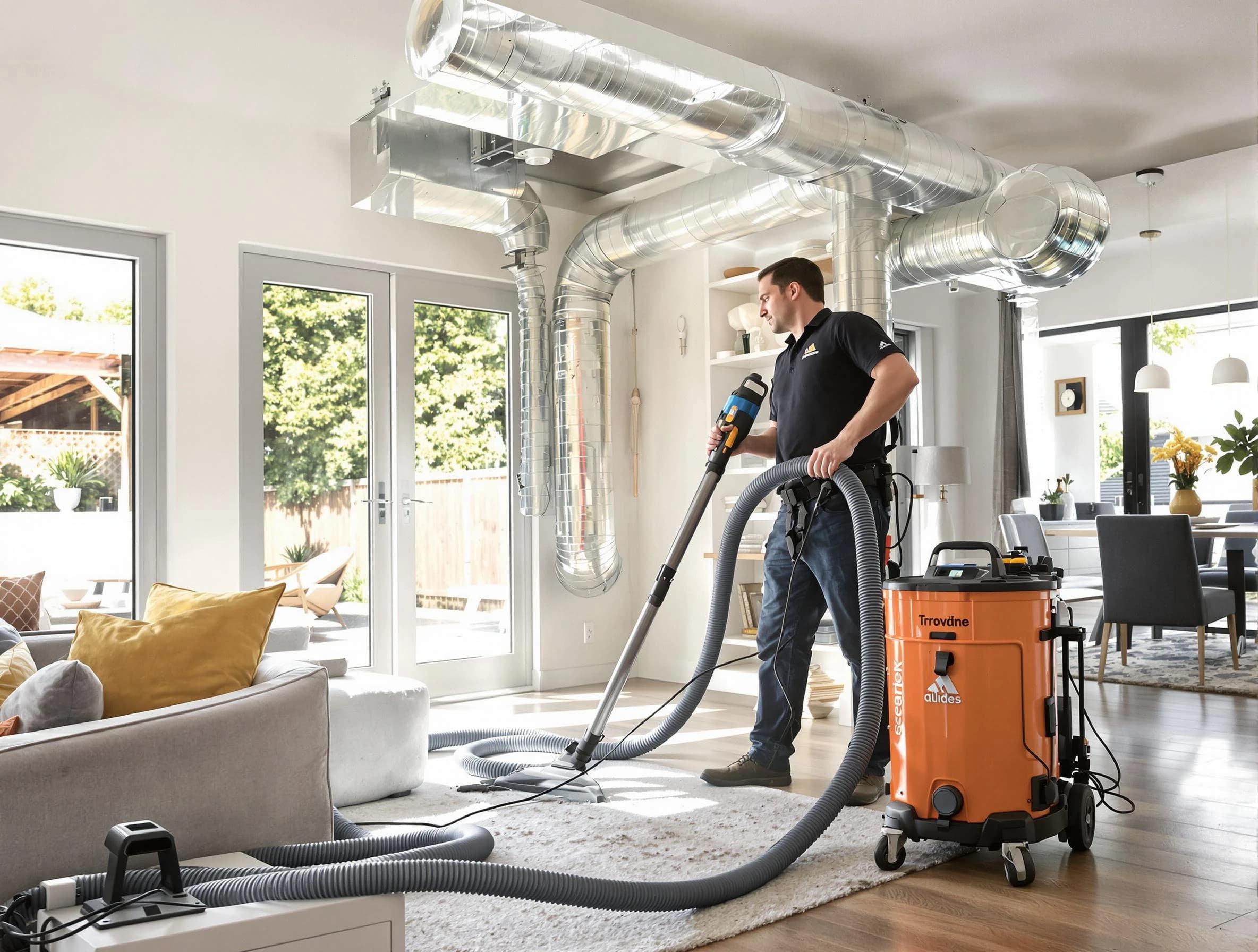 Cambridge Air Duct Cleaning specialist performing thorough residential duct cleaning using advanced equipment in Cambridge