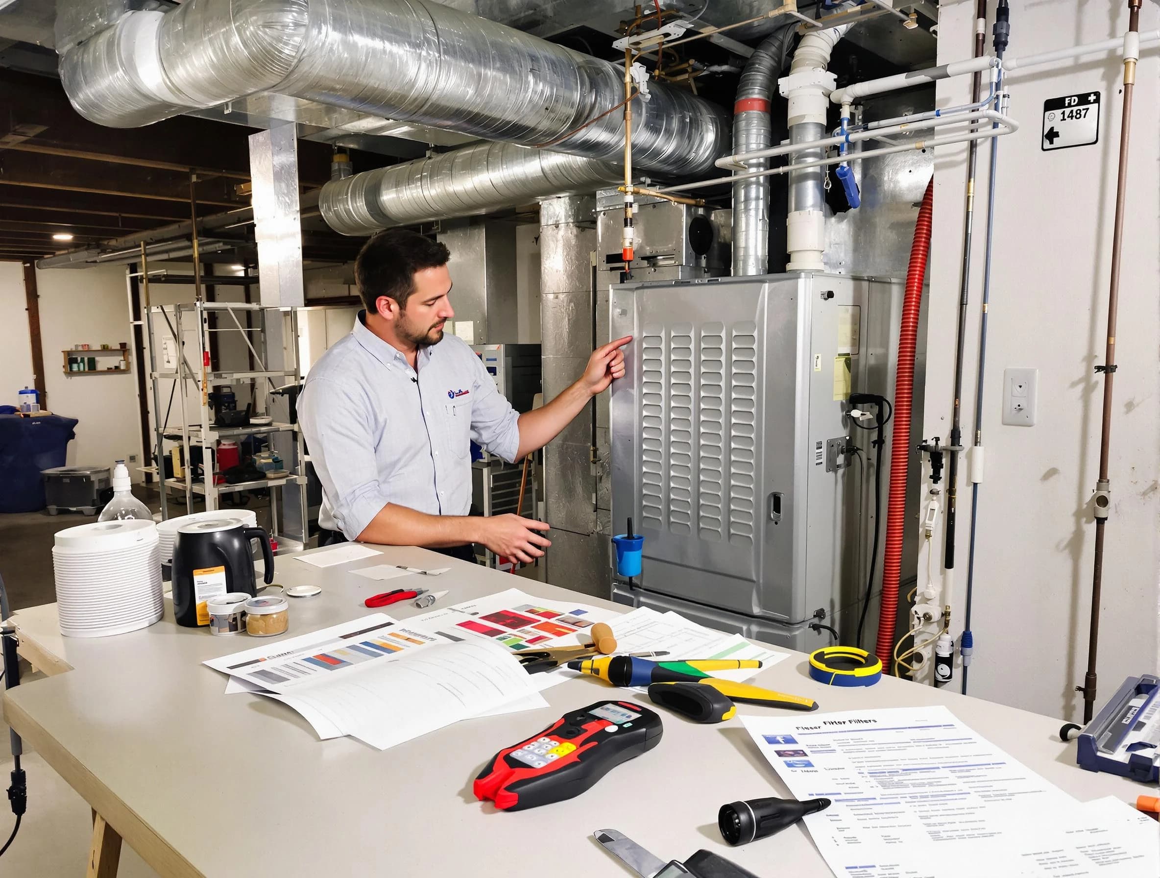 Cambridge Air Duct Cleaning inspector conducting detailed filter system evaluation using professional diagnostic tools in Cambridge